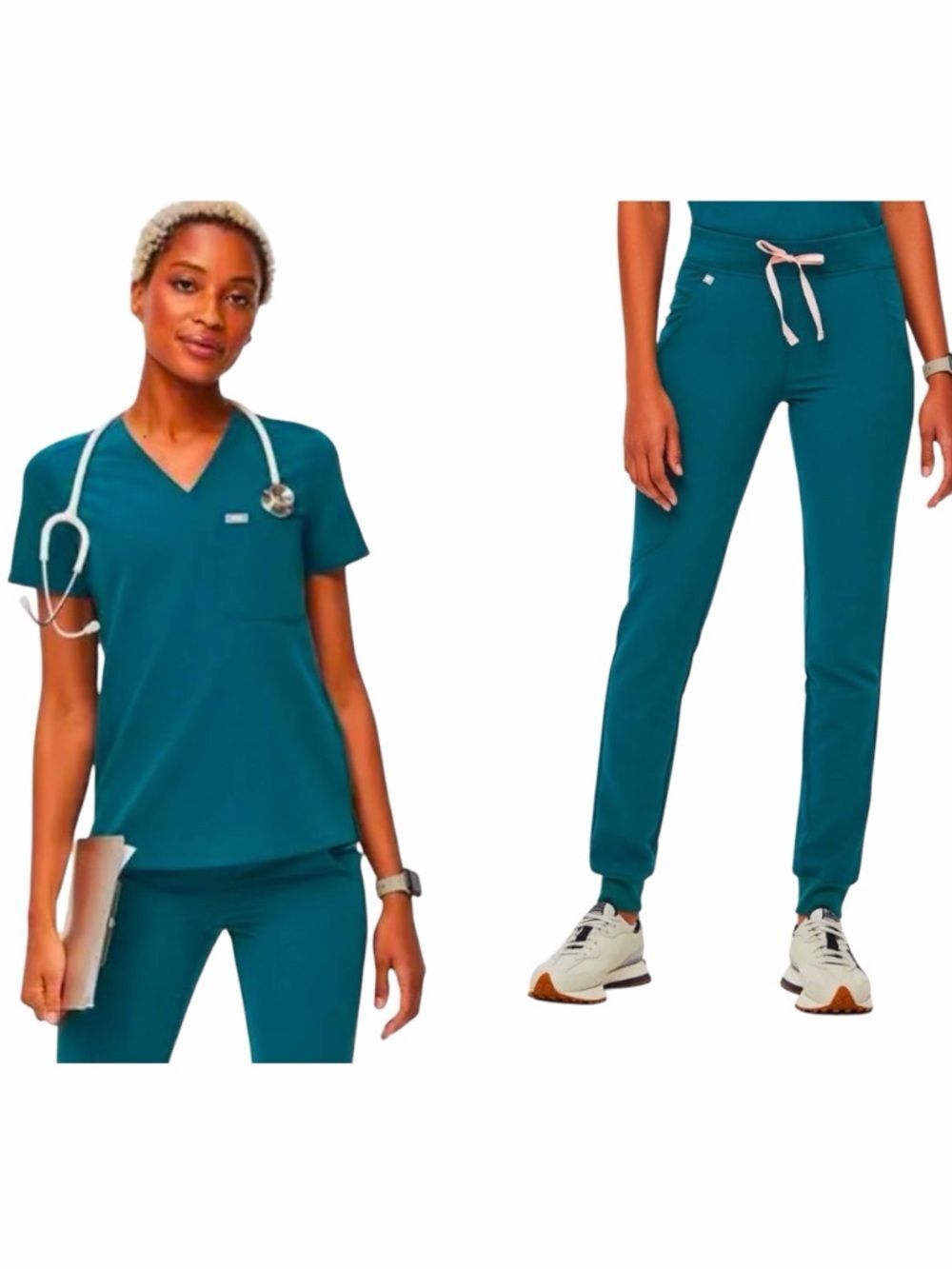 FIGS Limited Edition Caribbean Blue Scrub Set Size XS Catarina Top Zamora Jogger